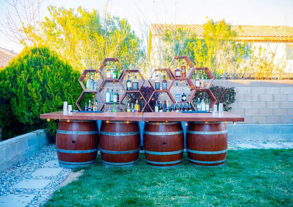 Extended Rustic Barrel Bars by Party Shakers