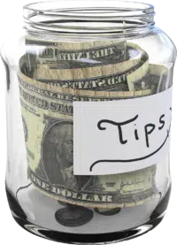 a tip jar | bartenders display it at the bar to receive gratuity 