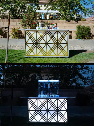 Gold & Boujee bar | white golden bar| party Shakers bar rentals