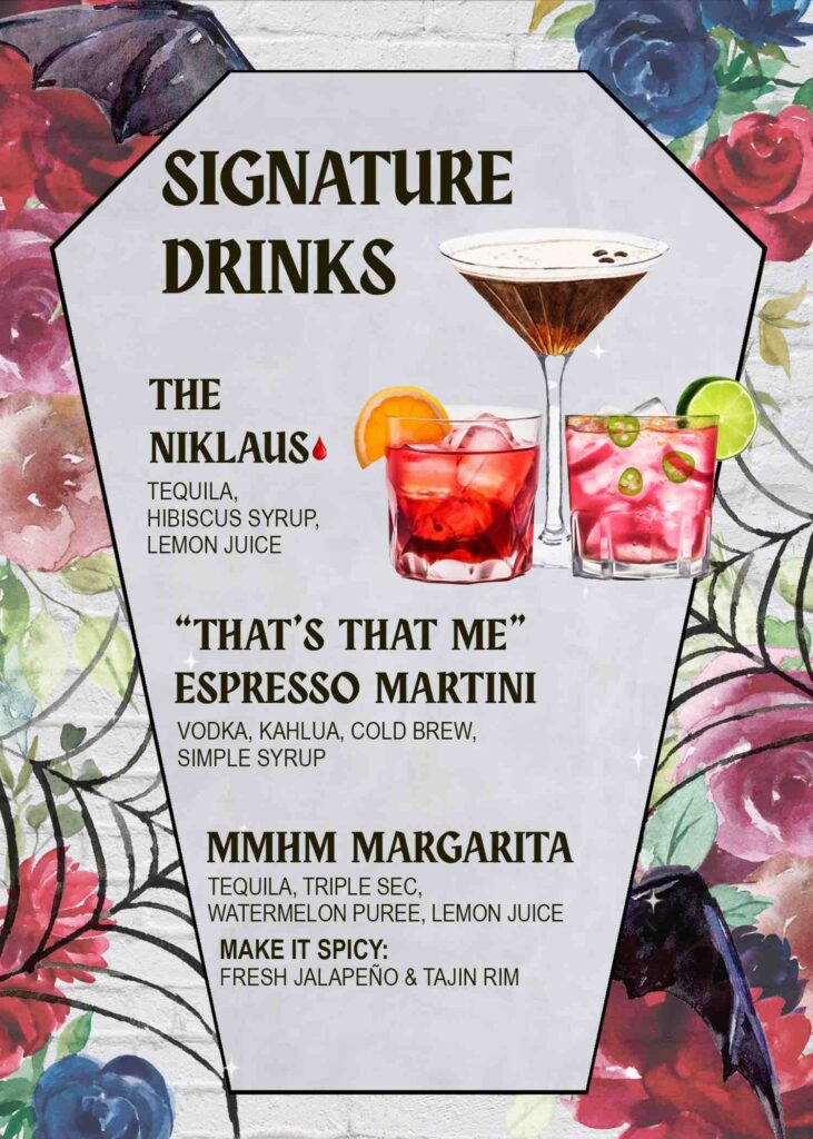 Signature drinks menu by Party Shakers | Los Angeles, CA